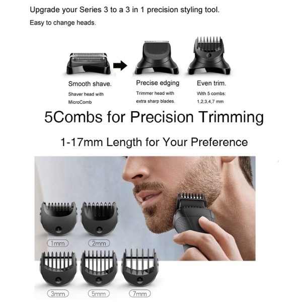 Til Braun Body Groomer-tilbehør til serie 3 elektrisk barbermaskine, kompatibel med elektriske barbermaskiner Bt32