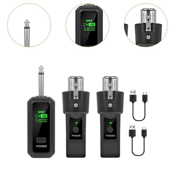 Mikrofonsender Mottaker Mikrofonkonverter Oppladbart Trådløst System for Trådløst 1 for 2