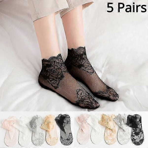 25-26 5 par ultratynde mesh blonde strømper til kvinder multicolor 5 Pairs
