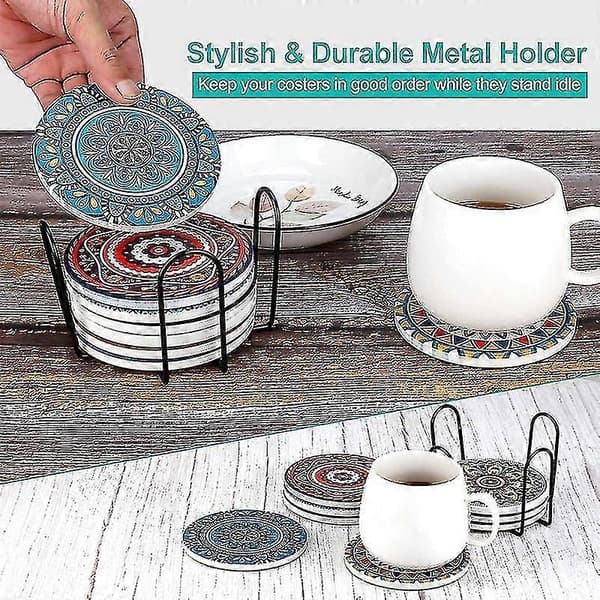 Ceramic Coasters with Cork Base - Great Decoration for Home and Restaurant