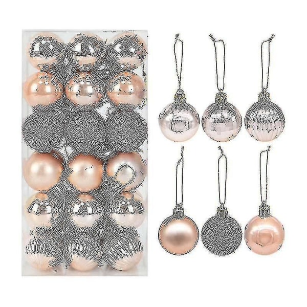 36 stk. Rose guld plast julekugler ornament 4 cm hænge vedhæng bold indendørs nytår juletræ dekoration