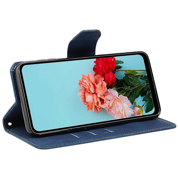 For Samsung Galaxy A14 5g Lommebok telefonveske Magnetisk lukkestativ Flip Ensfarget Pu-skinn beskyttende telefondeksel Blue