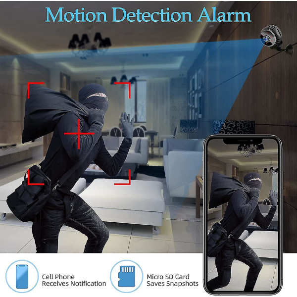 Sunrain Mini Mobiltelefon Övervakningskamera 1080p trådlös övervakningskamera Spionkamera tråd