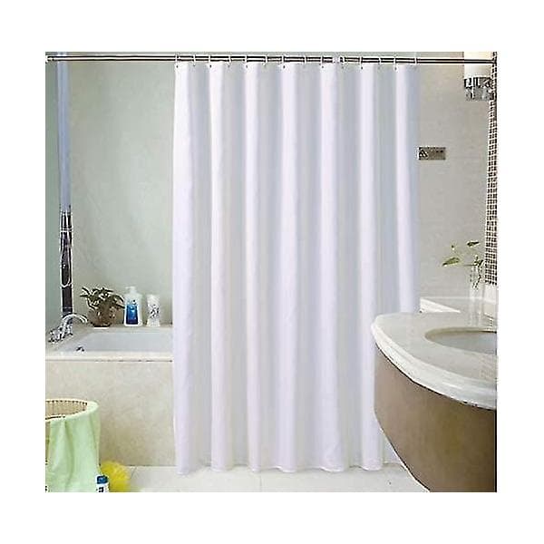 Enkel vit duschdraperi - 180 x 220 cm - Extra lång Styv