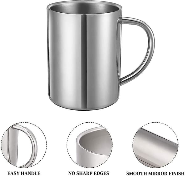 7oz / 210ml Mugg, Dubbelväggig Kaffemugg, Rostfria Te Koppar, Campingmuggar för Barn