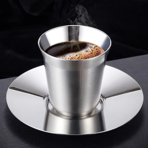 Stapelbar kaffekopp/tekopp/kylande ölglas, rostfri mugg idealisk för resor, utomhus, camping och varje dag