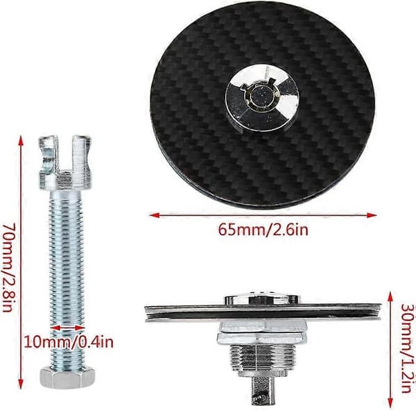Hurtigudløsning, Universal Carbon Style Motorhjelmslås Nøgle Pin Kit 2 stk. Sort