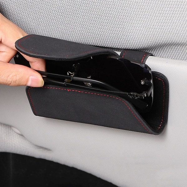 Autolasit Case Mokkanahka Auto Aurinkosuojalasit Teline Aurinkolasit Clip Card Lipputeline Universal Multi Function Autotarvikkeet| | Beige