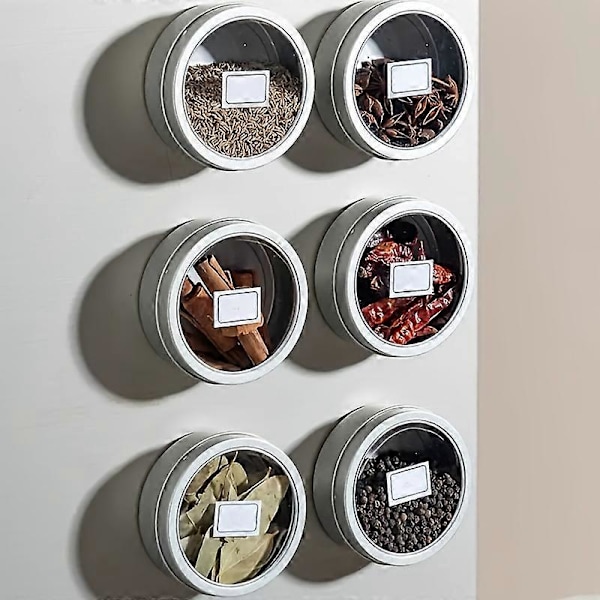 1/3/6 kpl, magneettiset maustepurkit, magneettiset maustesäiliöt, magneettiset maustelasipurkit, magneettiset maustetölkit, suola ja pippuri 6 Pack