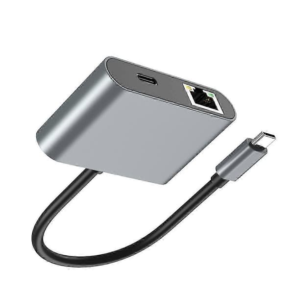 USB C Ethernet-adapter 1000 Mbps med PD-opladning og dobbelte USB 3.0-porte Som visas