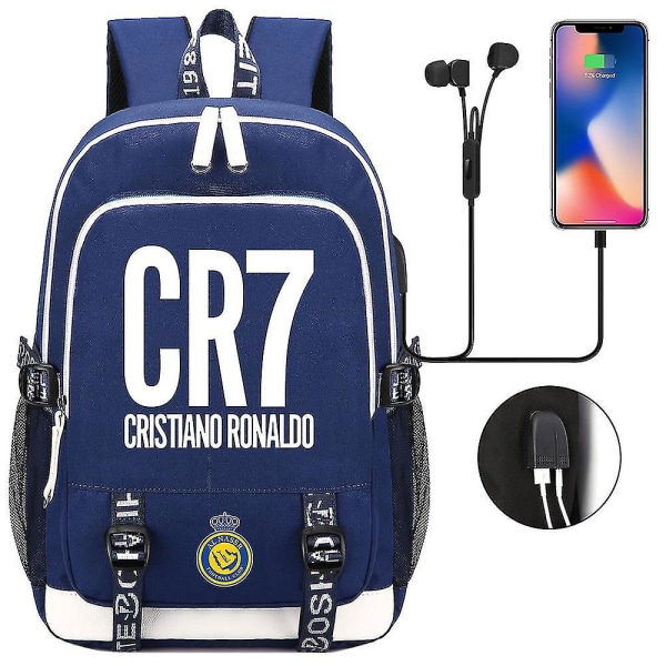 Cr7 Ryggsekk Tenåringer Usb Charge Multifunksjonell Vanntett Skoleveske Kapasitet Dagsekk Mochilas 2