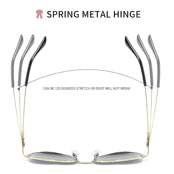 Hjertesolbriller Dame polariseret metalstel Trendy Søde hjerteformede solbriller Uv400 beskyttelse 1