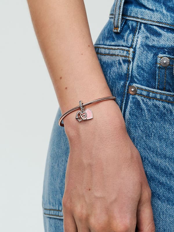 Pandora - Sparkling Infinity Heart Dangle Charm - Sterling Silver, 14k Rose Gold Plating