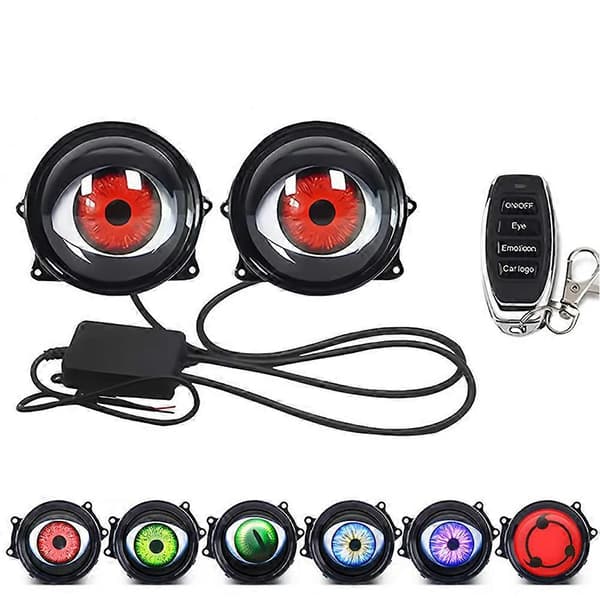 Devil Eye LED-lys for bilfrontlysoppgradering Dynamisk linsestil 6 moduser fjernkontroll DRL aksentlampe B