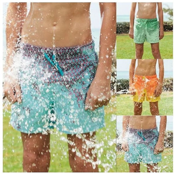 Magical Change Color Beach Shorts Barn Badbyxor Badkläder Snabbtorkat bad för pojke