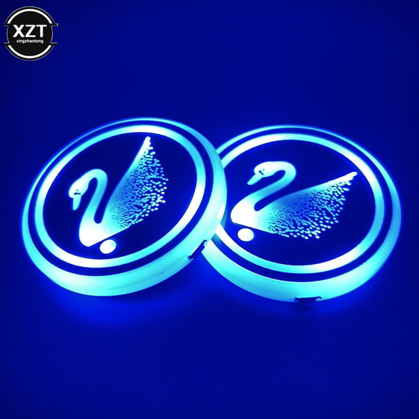 2kpl Universal Valoisa Auton Vesikuppilasin pidike 7 Väriä USB lataus Led Auton Sisustus Ilmakehä Valo Coaster| | I