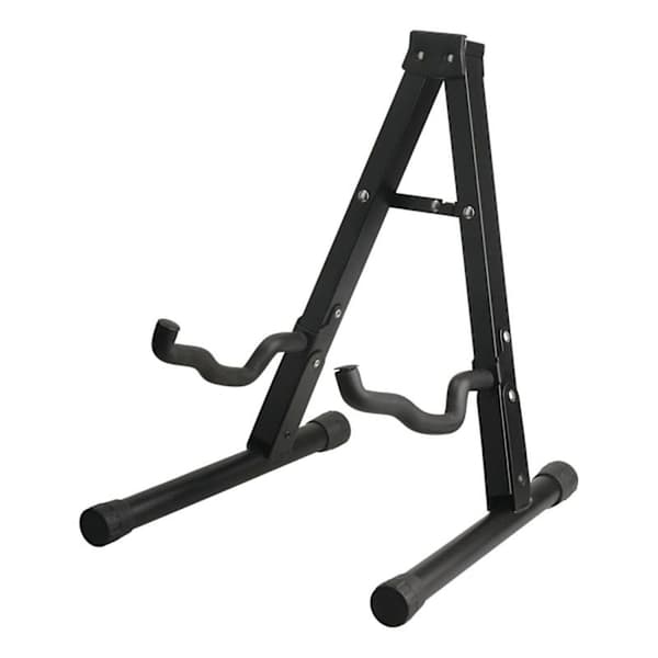 Sort Guitarstativ i Jern - Unikt Foldbart Design, Stabilt A-Ramme Stativ til Basvisning - Perfekt