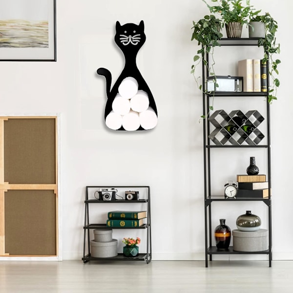 Katttoalettpappershållare, roliga djurförvaringspappershållare för badrum Kök, fristående metallkorghållare för badrumspapper, husgerådspresent