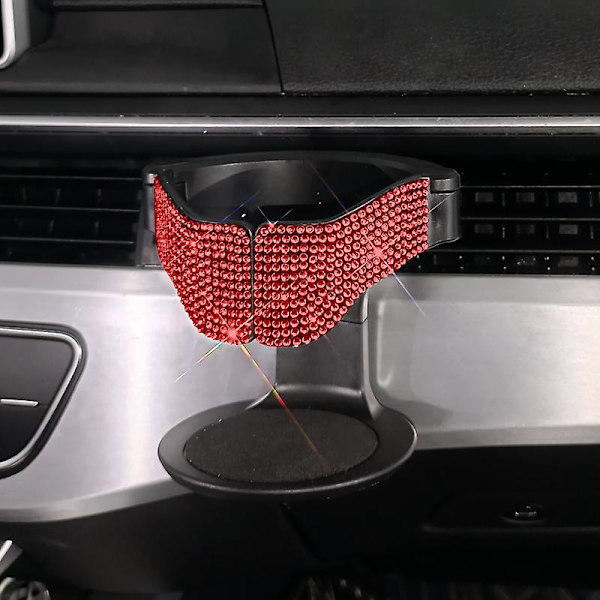 Ilmanvaihtoaukko Juomaalustan Kahvipulloteline CAN Juoma Tuhkakuppi Kiinnitysteline Autotarvikkeet Girly Glitter Automukinpidike| | Red