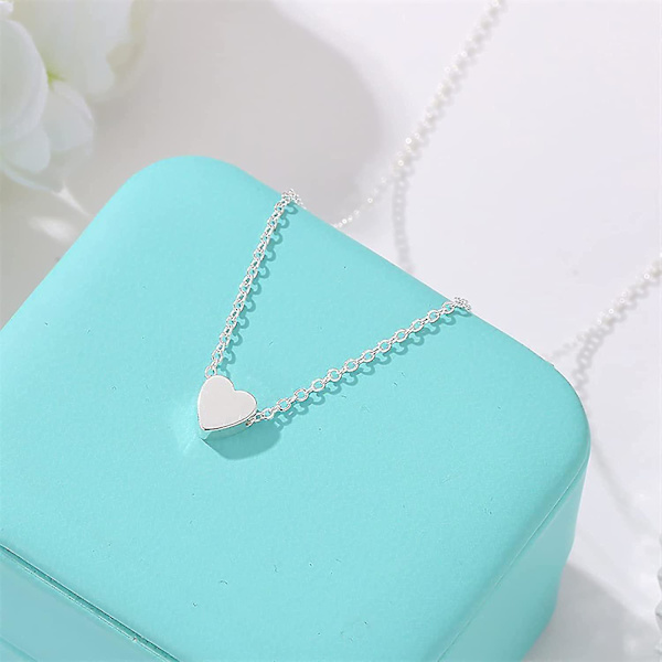 Hjerte Halskjede Tiny Heart Anheng Choker Halskjede Minimalistisk Hjerte Charm Halskjede Smykker Halskjede For Damer Jenter (1stk, Sølv)
