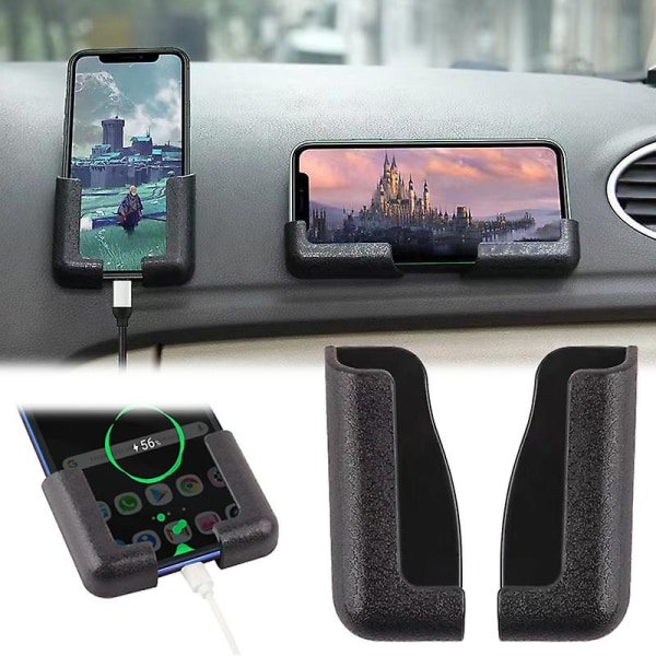 Självhäftande bilmobilhållare Körcenterkonsol Justerbar bredd Navigationsfäste Bilinredningstillbehör - Universal bilfäste Pink