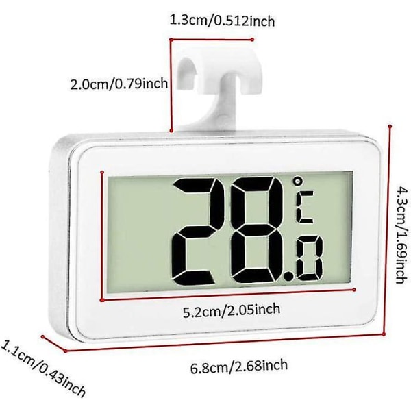 3x Kjøletermometer Digitalt Termometer Frysetermometer Kjøleskap Vanntett Frysetermometer Med LCD-skjerm Med Krok For Temperat