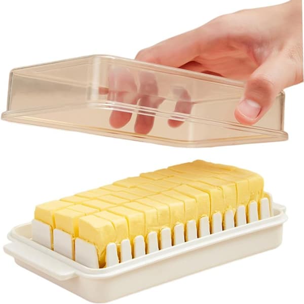 Portable Butter Keeper Bread Storage Container, 16.5x9.5x5 cm (White)