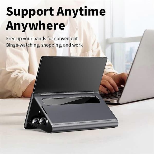 Kompatibelt etui til Samsung Galaxy Z Fold7 5G Smart View Window lædercover Grey
