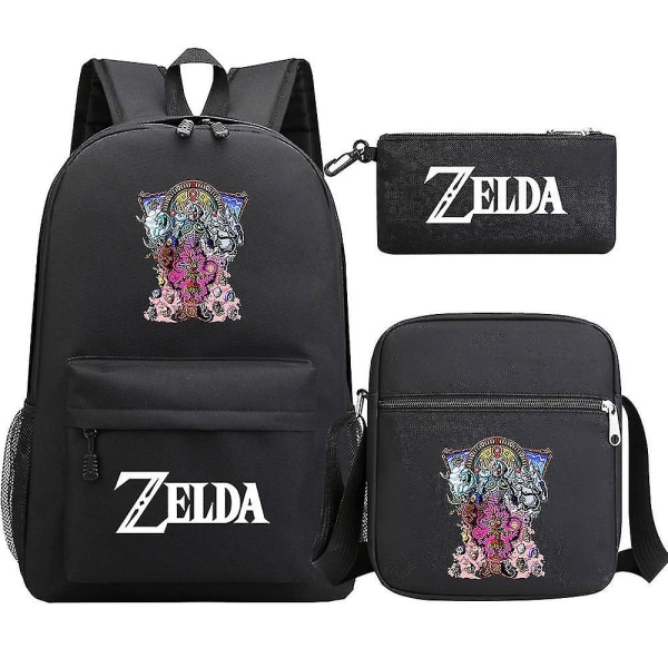 "Kingdom Of Zelda" Tears Print teini-opiskelijakoululaukku Kolmiosainen: Miesten ja naisten olkapukureppu 9