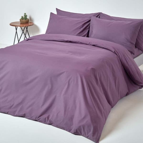 HOMESCAPES Grape påslakanset i egyptisk bomull 200 trådtäthet, dubbel - Grape Taupe 200 cm