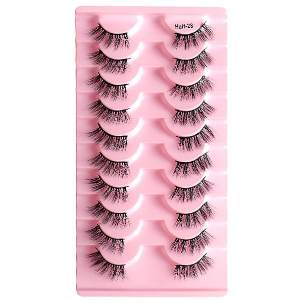 Naturliga halvfransar Korta Wispy Faux Mink Fransar falska ögonfransar 10 par