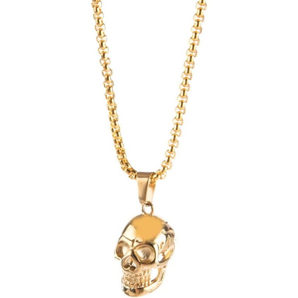 Skull Anheng Halskjede Gotisk Halloween Tilbehør for Kvinner Menn Punk Tilbehør for gutter Julebursdagsgaver til gutter Gold