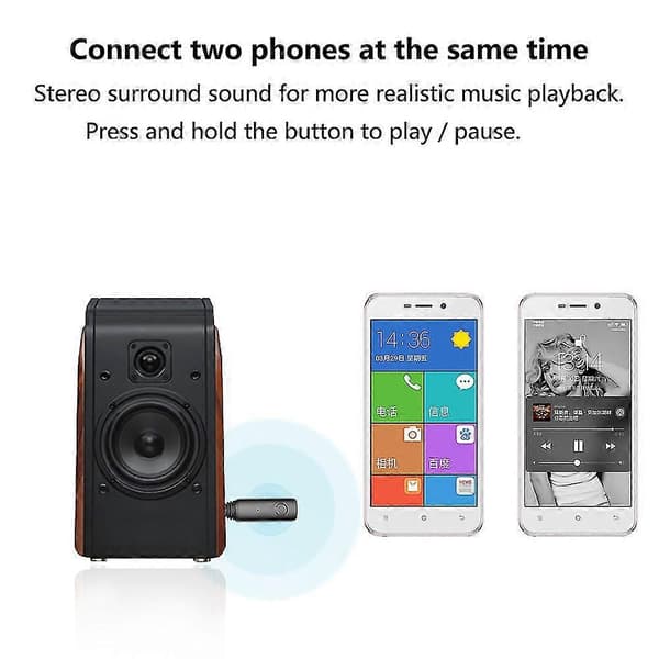 Bluetooth 5.0-sender og -mottaker Aptx Hd 3,5 mm jack-adapter