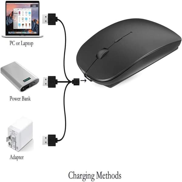 Opladeligt Bluetooth-mus til MacBook Pro/MacBook Air/iPad, trådløs mus til bærbar computer/notebook/pc/Chromebook (sort)