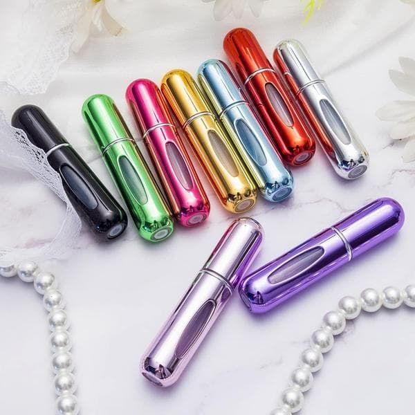Refillable Perfume Portable Atomizer Bottle, Reusable Perfume Spray, with Refill Pump Kit for Travel and On-the-Go Use (5ml, 4 Pieces)
