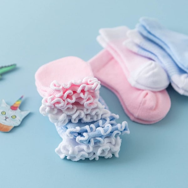 4 par for votter Bomull Babyhansker Ansikt Anti-ripe Blå Nyfødt Ripe Maternal Sokker Iført Barn Anti- Supplies Lovely