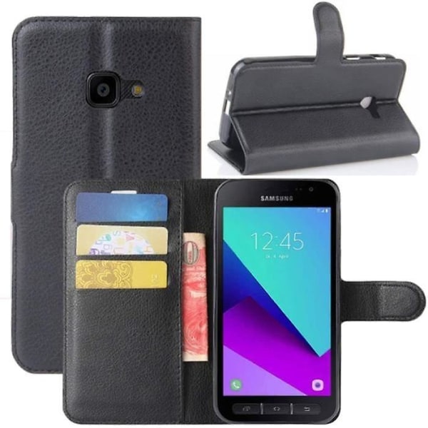 Telefon Etui Kompatibel Med Samsung Galaxy Xcover 4 / 4S, PU Læder Flip Etui Cover Stødsikkert Tegnebog