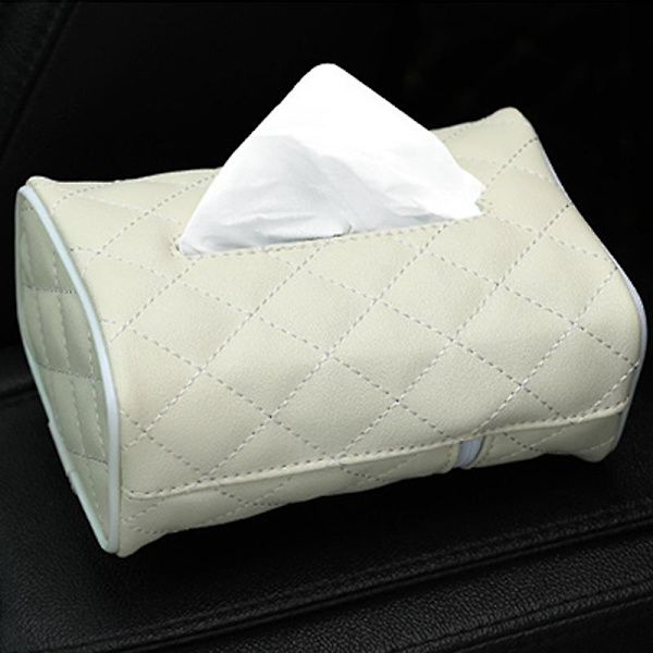 Pu-nahkainen autopaperin case Istuimen selkänojan pehmustelaatikot pidike Lautasliina Organizer Autopaperiteline Autot Asusteet Sisustus| | Beige