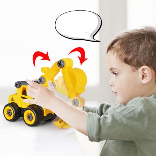 4 i 1 konstruktionsfordon Set Ta isär Pedagogiska bärbara tekniska leksaker Lekset för barn