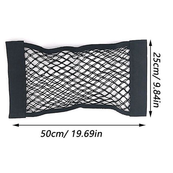 Bil Ryg Bag Bagagerum Opbevaring Net Sæde Elastisk Snor Net Magic Sticker Mesh Opbevaring Taske Auto Organizer Tilbehør Ryg Taske - Opbevaring Oprydning 25 x 50cm