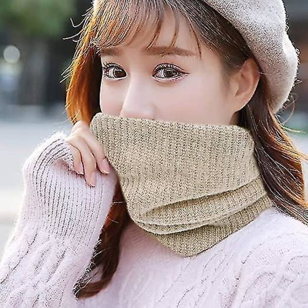 Vinter dubbellagers halsvärmare stickad fleecefodrad Circle Loop Scarves Brown