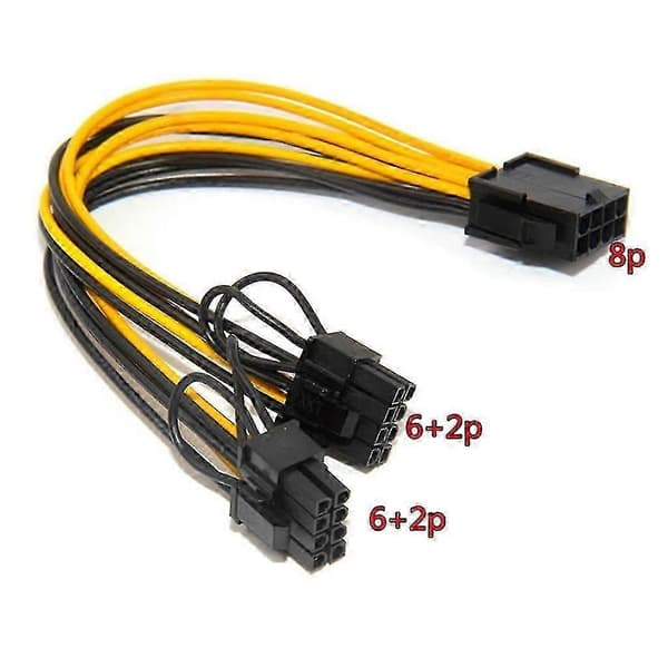 8PIN hunn til 8PIN hann (6+2) GPU strømadapterkabel