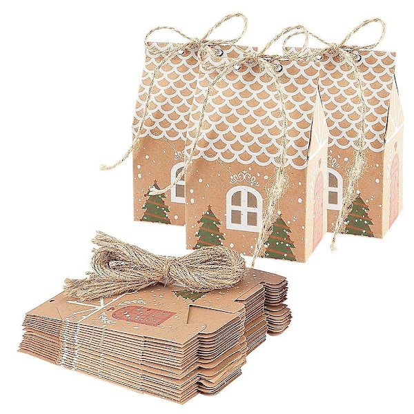 20 st julgran fest presentaskar, premium presentpåsar i kraftpapper, presentförpackningsdekor för barn flickor pojkar födelsedag jul alla hjärtans dag