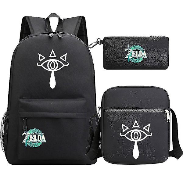 "zelda Kingdom Tears" printed teini-opiskelijakoululaukku - 3-osainen set miehille ja naisille 6