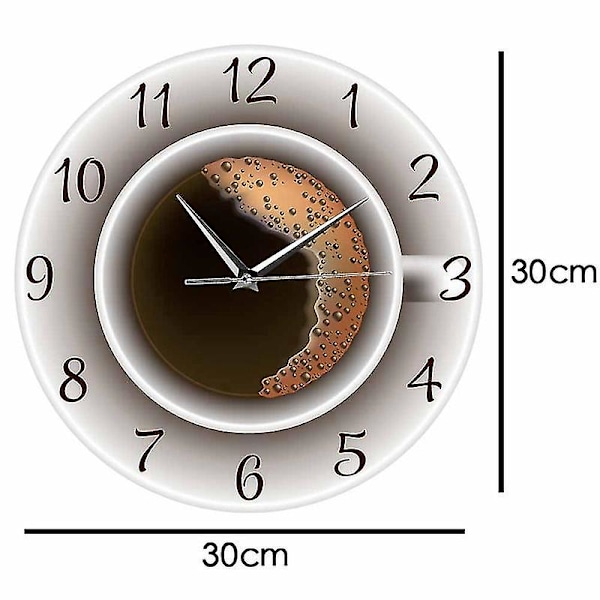 Kopp kaffe med skum Dekorativ tyst väggklocka Köksinredning Kaféväggskylt klocka as shown