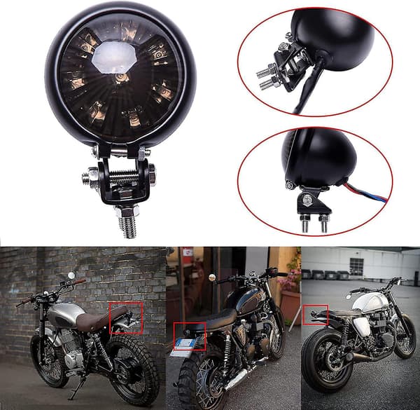 Anpassningsbara Röda LED Baklyktor - Bakbroms För Cafe Racer Chopper Bobber
