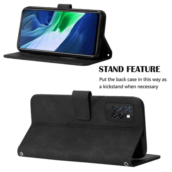 Til Infinix Note 10 Pro Crossbody 3D Præget Flip Læder Telefoncover Black
