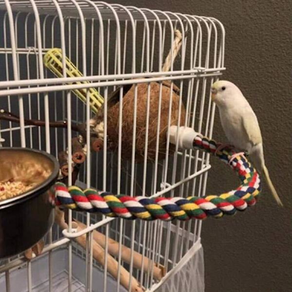 Naievear Husdjur Fågel Papegoja Parakit Bomullsrep Spole Bur Dekor Stativ Abborre Tuggleksak