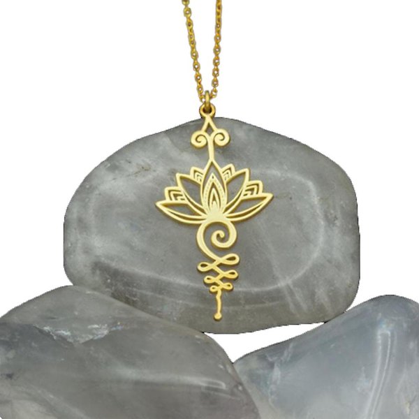 Womens Lotus Flower halsband hängande kedja smycken present Gold