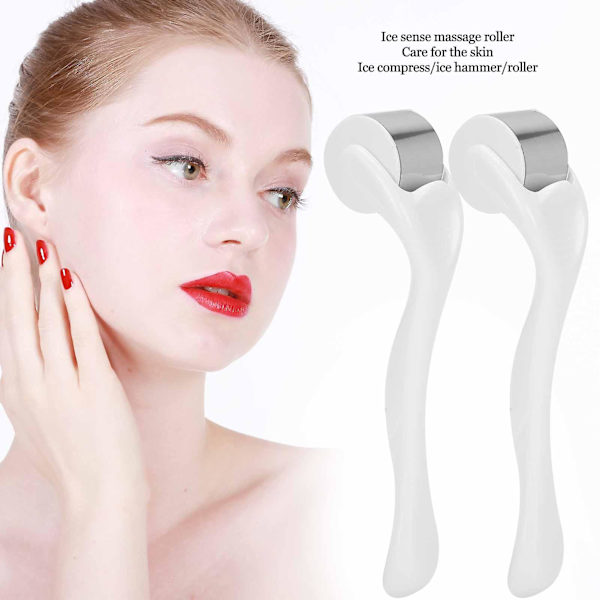 Facial Skin Ice Compress Roller Massager - 2 stk, Hævelseslindring, Kropsmassage, Mælkehvid